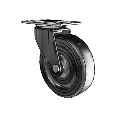 Regent Top Plate Black Oxide Swivel Caster with 3 x .8125 Soft Rubber Wheel