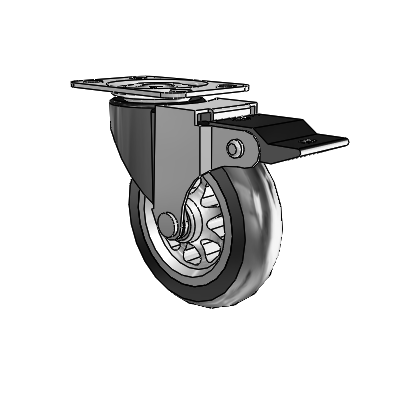 Regent Top Plate Black Oxide Swivel Caster with 3 x .8125 No-Matic Rubber Wheel and Top Lock Brake