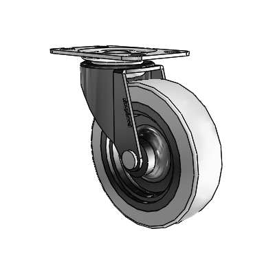 Roulette pivotante Regent à plaque supérieure oxydée noire, équipée de 3 roues en uréthane thermoplastique gris de 0,8125