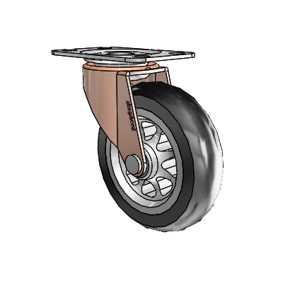 Regent Top Plate Copper Oxide Swivel Caster with 3 x .8125 Black No-Matic Rubber Wheel