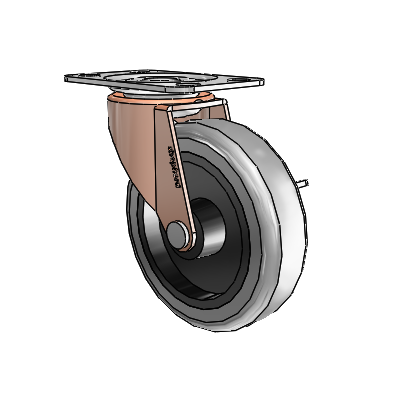 Regent Top Plate Copper Oxide Swivel Caster with 3 x .8125 Grey Thermoplastic Rubber Wheel and Side Brake
