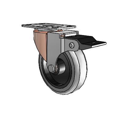 Regent Top Plate Copper Oxide Swivel Caster with 3 x .8125 Grey Thermoplastic Rubber Wheel and Top Lock Brake