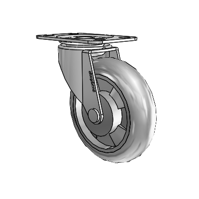 Regent Top Plate Polished Nickel Swivel Caster with 3 x .8125 Grey MonoTech Wheel
