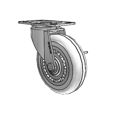 Regent Top Plate Polished Nickel Swivel Caster with 3 x .8125 Clear Vipor Wheel and Side Brake