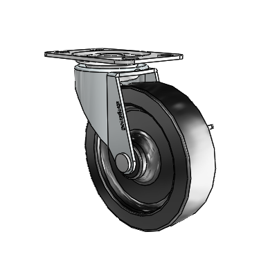 Regent Top Plate Zinc Swivel Caster with 3 x .8125 Black Polyolefin Wheel and Side Brake