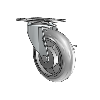 Regent Top Plate Zinc Swivel Caster with 3 x .8125 Grey MonoTech Wheel and Side Brake