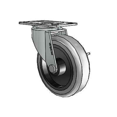 Regent Top Plate Zinc Swivel Caster with 3 x .8125 Grey Thermoplastic Rubber Wheel and Side Brake