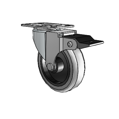 Regent Top Plate Zinc Swivel Caster with 3 x .8125 Grey Thermoplastic Rubber Wheel and Top Lock Brake