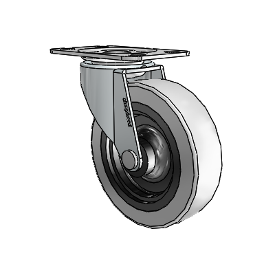 Regent Top Plate Zinc Swivel Caster with 3 x .8125 Grey Thermoplastic Urethane Wheel