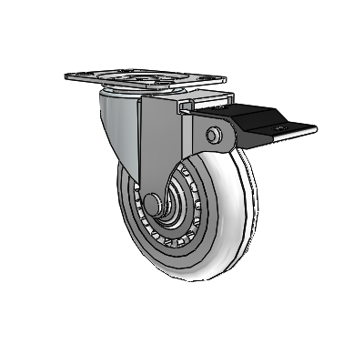 Regent Top Plate Zinc Swivel Caster with 3 x .8125 Clear Vipor Wheel and Top Lock Brake