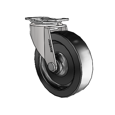 Regent Top Plate Bright Chrome Swivel Caster with 3 x .8125 Black Polyolefin Wheel