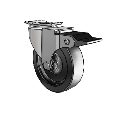 Regent Top Plate Bright Chrome Swivel Caster with 3 x .8125 Black Polyolefin Wheel and Top Lock Brake