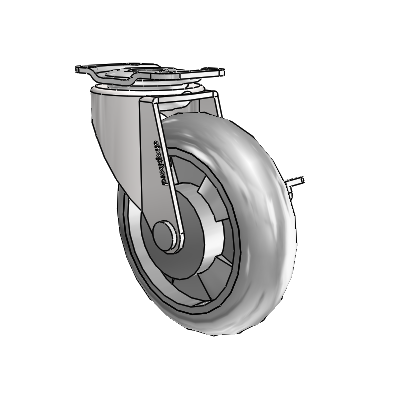 Regent Top Plate Bright Chrome Swivel Caster with 3 x .8125 Grey MonoTech Wheel and Side Brake