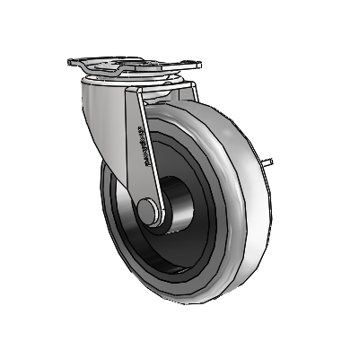Regent Top Plate Bright Chrome Swivel Caster with 3 x .8125 Grey Thermoplastic Rubber Wheel and Side Brake