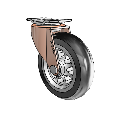 Regent Top Plate Copper Oxide Swivel Caster with 3 x .8125 Black No-Matic Rubber Wheel