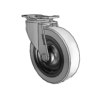Regent Top Plate Polished Nickel Swivel Caster with 3 x .8125 Grey Thermoplastic Urethane Wheel