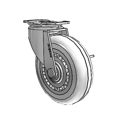 Regent Top Plate Polished Nickel Swivel Caster with 3 x .8125 Clear Vipor Wheel and Side Brake
