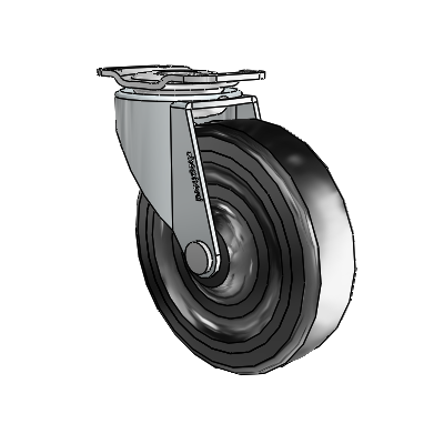 Regent Top Plate Zinc Swivel Caster with 3 x .8125 Black Soft Rubber Wheel