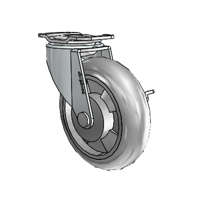 Regent Top Plate Zinc Swivel Caster with 3 x .8125 Grey MonoTech Wheel and Side Brake