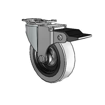 Regent Top Plate Zinc Swivel Caster with 3 x .8125 Grey Thermoplastic Urethane Wheel and Top Lock Brake