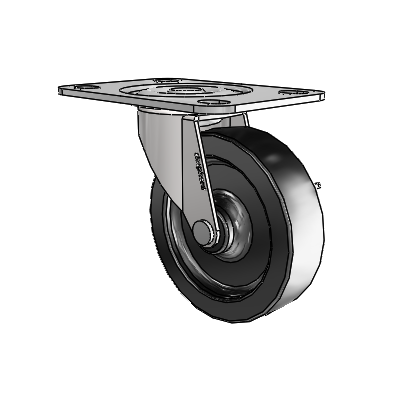 Regent Top Plate Bright Chrome Swivel Caster with 3 x .8125 Black Polyolefin Wheel and Side Brake
