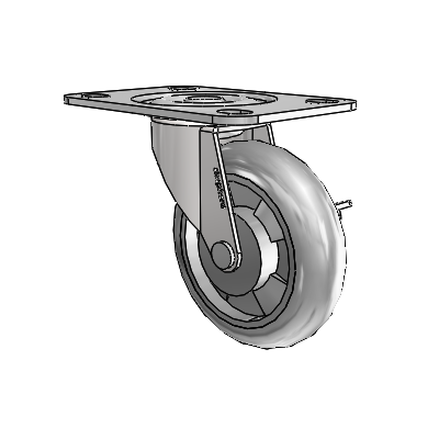 Regent Top Plate Bright Chrome Swivel Caster with 3 x .8125 Grey MonoTech Wheel and Side Brake