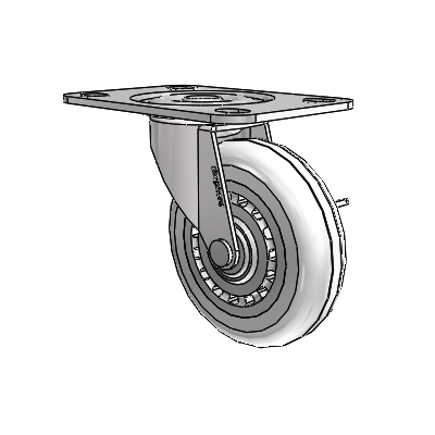Regent Top Plate Bright Chrome Swivel Caster with 3 x .8125 Clear Vipor Wheel and Side Brake