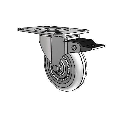 Regent Top Plate Bright Chrome Swivel Caster with 3 x .8125 Clear Vipor Wheel and Top Lock Brake