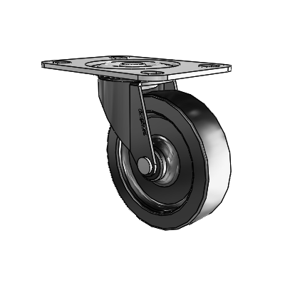 Roulette pivotante Regent à plaque supérieure oxydée noire, équipée de 3 roues en polyoléfine de 0,8125