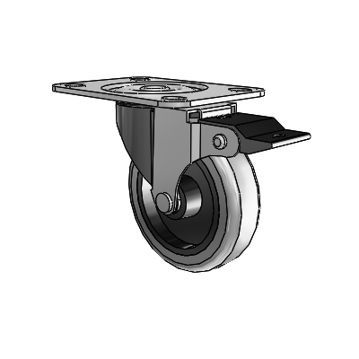 Regent Top Plate Black Oxide Swivel Caster with 3 x .8125 Grey Thermoplastic Rubber Wheel and Top Lock Brake