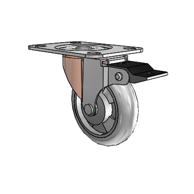 Regent Top Plate Copper Oxide Swivel Caster with 3 x .8125 Grey MonoTech Wheel and Top Lock Brake