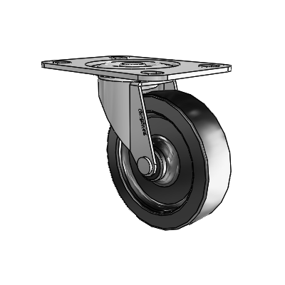 Regent Top Plate Polished Nickel Swivel Caster with 3 x .8125 Black Polyolefin Wheel