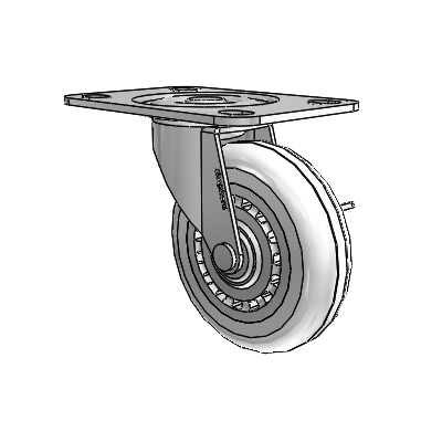 Regent Top Plate Polished Nickel Swivel Caster with 3 x .8125 Clear Vipor Wheel and Side Brake