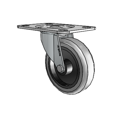 Regent Top Plate Zinc Swivel Caster with 3 x .8125 Grey Thermoplastic Rubber Wheel