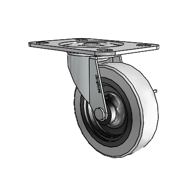 Regent Top Plate Zinc Swivel Caster with 3 x .8125 Grey Thermoplastic Urethane Wheel and Side Brake
