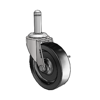 Regent Grip Ring Bright Chrome Swivel Caster with 3 x .8125 Black Polyolefin Wheel and Side Brake