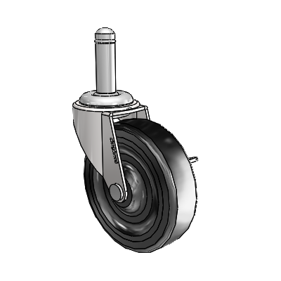 Regent Grip Ring Bright Chrome Swivel Caster with 3 x .8125 Black Soft Rubber Wheel and Side Brake