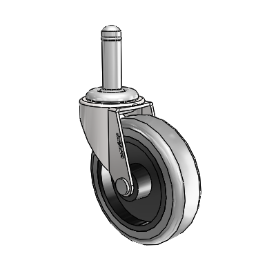 Regent Grip Ring Bright Chrome Swivel Caster with 3 x .8125 Grey Thermoplastic Rubber Wheel