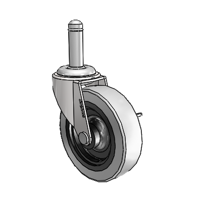 Regent Grip Ring Bright Chrome Swivel Caster with 3 x .8125 Grey Thermoplastic Urethane Wheel and Side Brake
