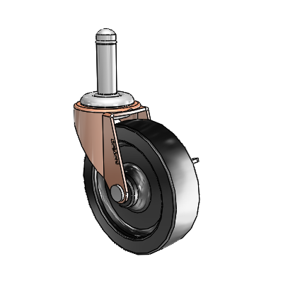 Regent Grip Ring Copper Oxide Swivel Caster with 3 x .8125 Black Polyolefin Wheel and Side Brake