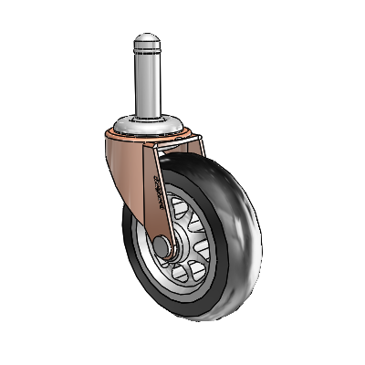 Regent Grip Ring Copper Oxide Swivel Caster with 3 x .8125 Black No-Matic Rubber Wheel
