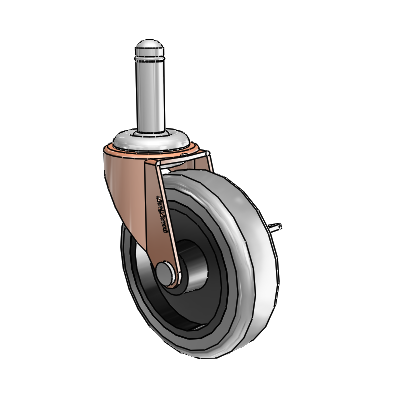 Regent Grip Ring Copper Oxide Swivel Caster with 3 x .8125 Grey Thermoplastic Rubber Wheel and Side Brake