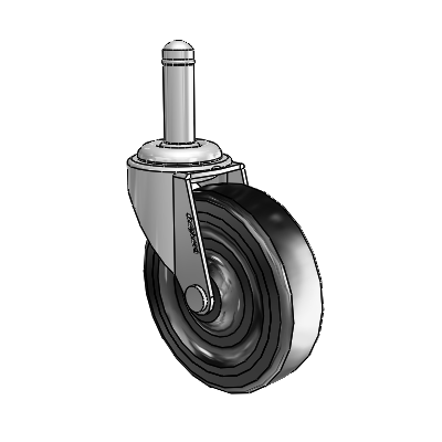 Regent Grip Ring Polished Nickel Swivel Caster with 3 x .8125 Black Hard Rubber Wheel
