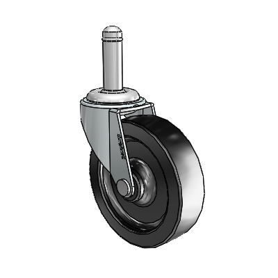 Regent Grip Ring Zinc Swivel Caster with 3 x .8125 Black Polyolefin Wheel