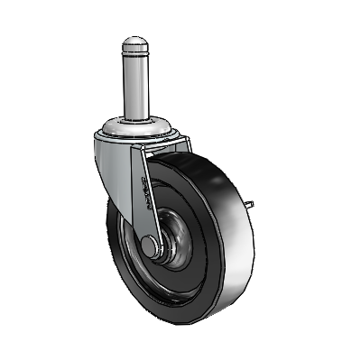 Regent Grip Ring Zinc Swivel Caster with 3 x .8125 Black Polyolefin Wheel and Side Brake