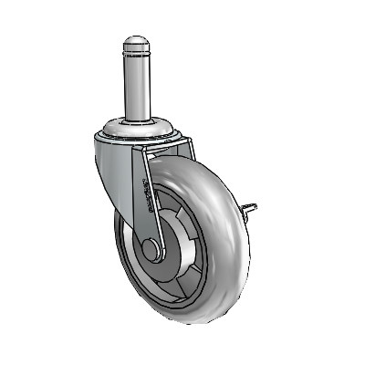 Regent Grip Ring Zinc Swivel Caster with 3 x .8125 Grey MonoTech Wheel and Side Brake