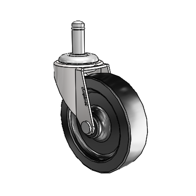 Roulette pivotante Regent Grip Ring, finition chrome brillant, avec 3 roues en polyoléfine noire de 0,8125