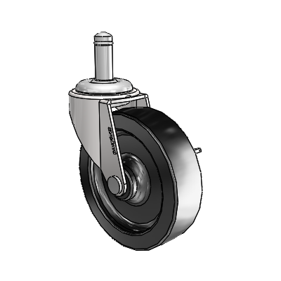 Regent Grip Ring Bright Chrome Swivel Caster with 3 x .8125 Black Polyolefin Wheel and Side Brake