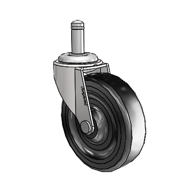 Regent Grip Ring Bright Chrome Swivel Caster with 3 x .8125 Black Hard Rubber Wheel