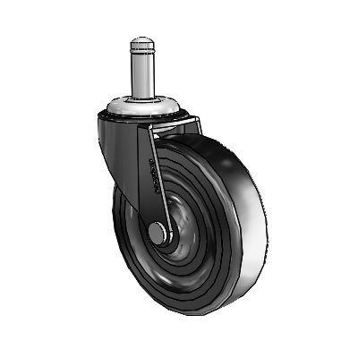 Regent Grip Ring Black Oxide Swivel Caster with 3 x .8125 Hard Rubber Wheel